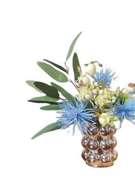 M245蓝色洽谈桌花束仿真花休息室餐桌台商务摆件售楼处样板间摆拍