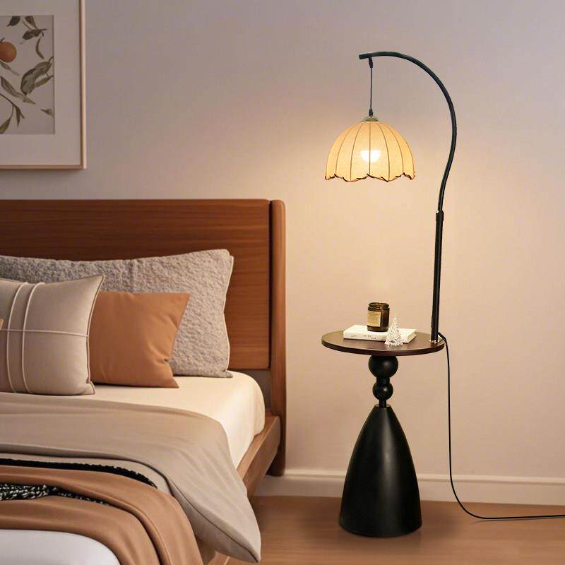 中古风落地灯氛围置物架客厅沙发旁装饰卧室床头一体台灯书房新款