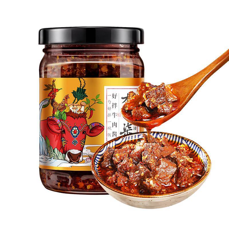 李子柒好拌牛肉酱大块杏鲍菇拌面拌饭酱香辣下饭辣椒酱