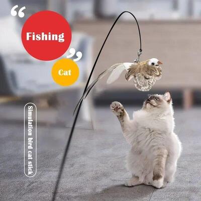 Simulation Bird interactive Cat Toy Funny Feather Bird with