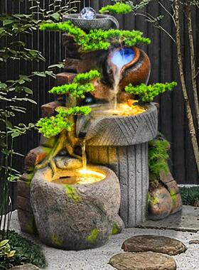 户外鱼池造景大型太阳能假山流水喷泉瀑布室内阳台庭院水景观摆件