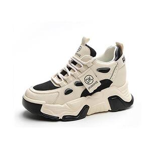 休闲运动鞋 真皮透气小白鞋 ins潮 2025新款 香港7cm厚底内增高老爹鞋