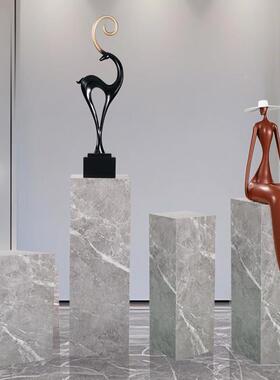 岩板展示台方形落地底座客厅立柱石墩花架玄关大理石雕塑摆台定制