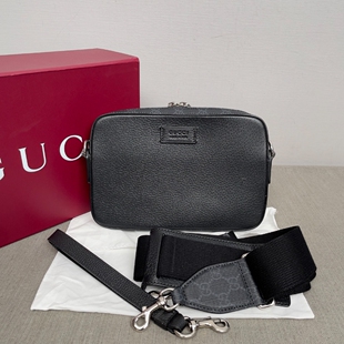 98新未使用古驰GUCCI黑色拼皮手拿包斜挎包男女原价11800奢侈品
