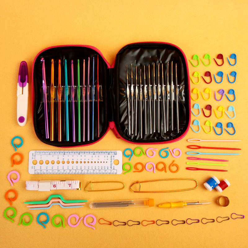 毛线钩针套装包 手工编织材料包初学者 钩针工具套装127件
