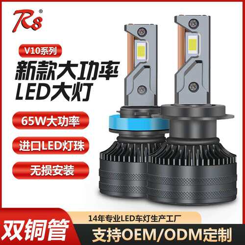 新款双铜管LED汽车大灯16000流明汽车led灯65W超亮聚光前大灯