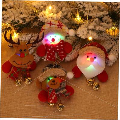 Christmas glow hanging bell badge Snowman children