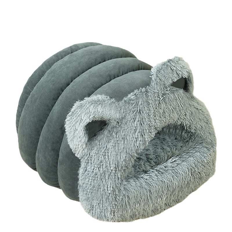 猫窝狗窝长毛绒猫耳朵大围脖宠物窝宠物用品四季通用加厚款