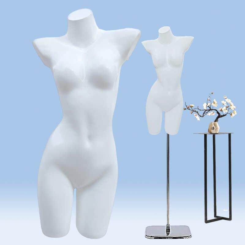 亮白斜肩带腿模特道具女半身文胸内裤斜肩婚纱礼服橱窗陈列展示架