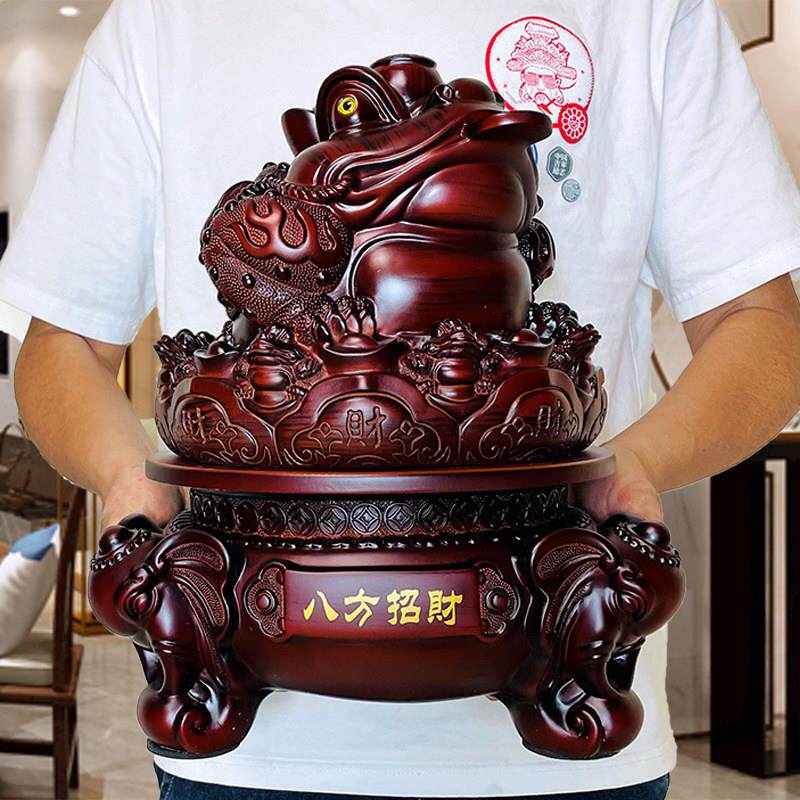 招财金蟾摆件大号三足蟾蜍办公室摆件风水工艺品开张开业礼品