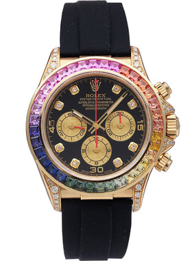 正品热门彩虹迪[9.8新]劳力士迪通拿16518后镶钻自动机械男表