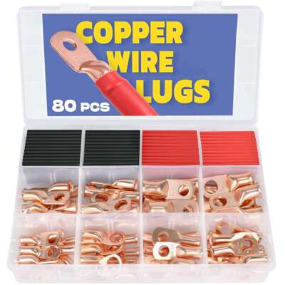 爆款80PCS带热缩管铜线接线片3:1套件美规AWG8642裸铜压