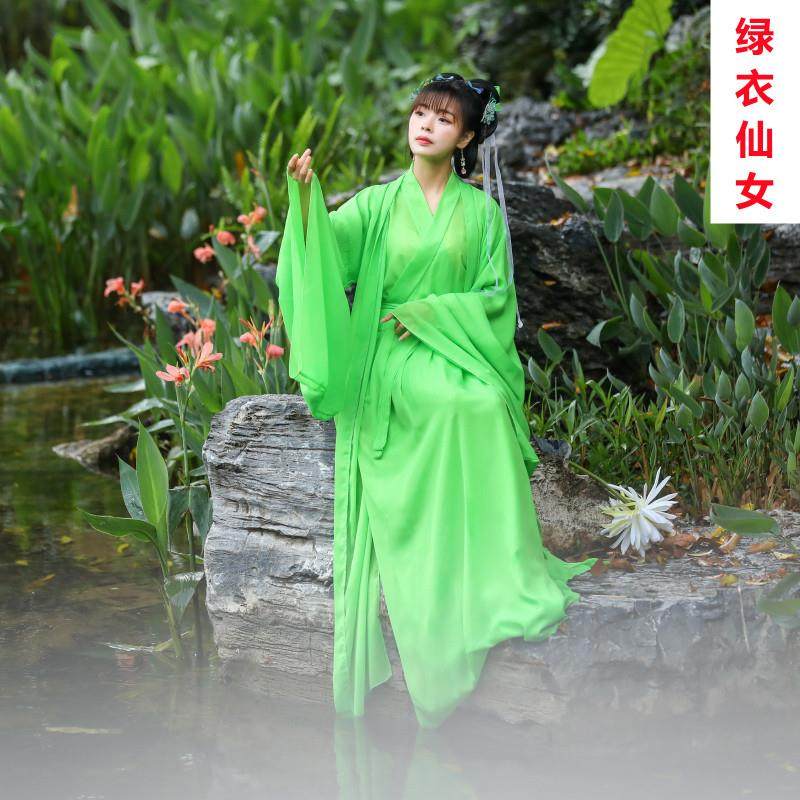 正品汉服女夏黑色装霸气侠客生中风国大袖衫仙女学裙飘逸舞蹈套演