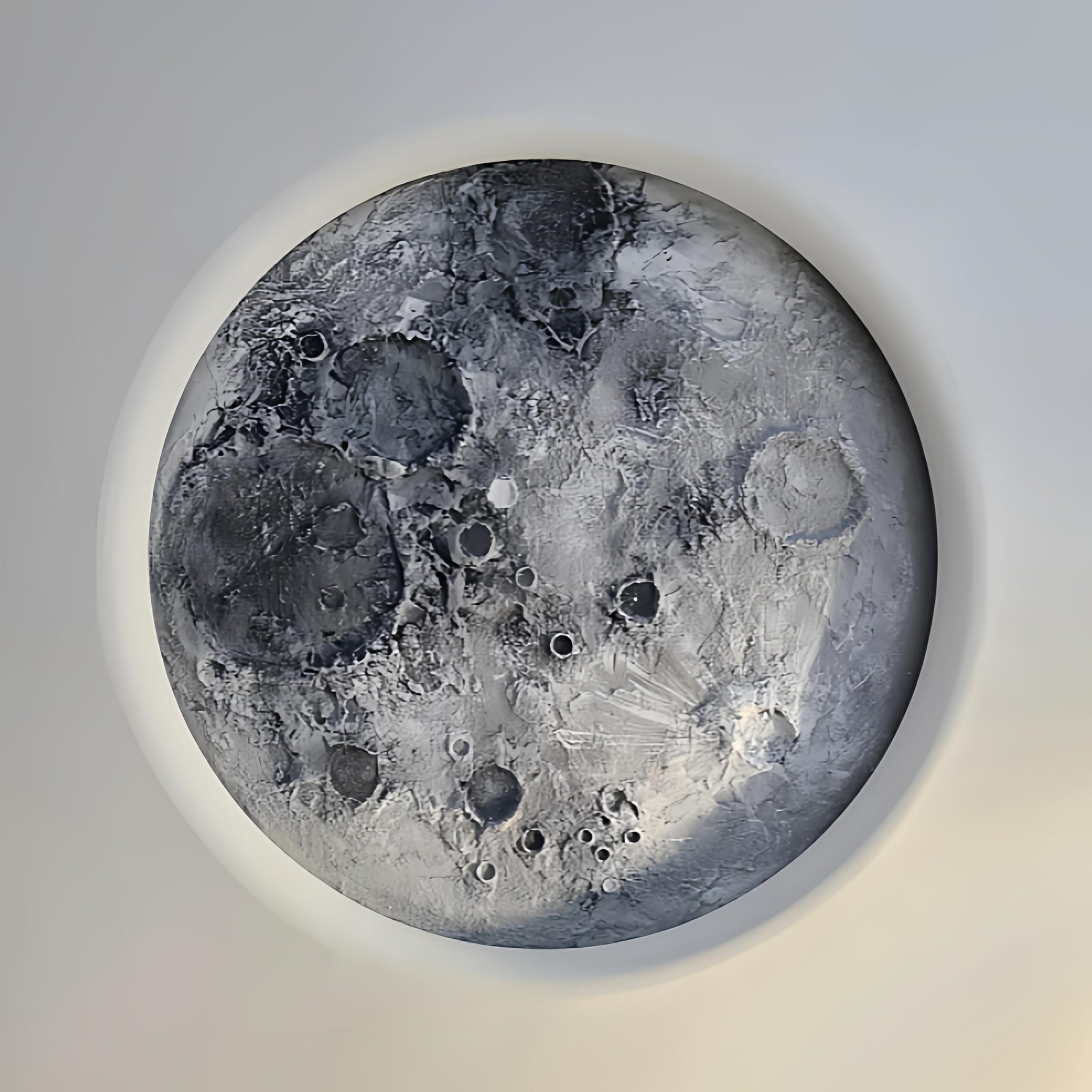 网红月球浮雕石膏灯盘3D立体背景墙玄关院墙壁画壁灯装饰一体成型
