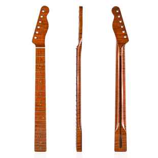 Tele 21品虎纹烤枫木吉他琴柄琴颈for 牛骨上枕 TL微黄亮光