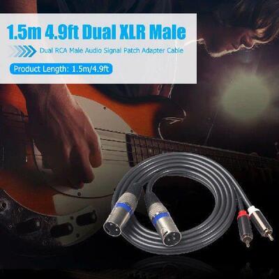 Dual XLR Male To Dual RCA Male Audio Line Black Audio Cable