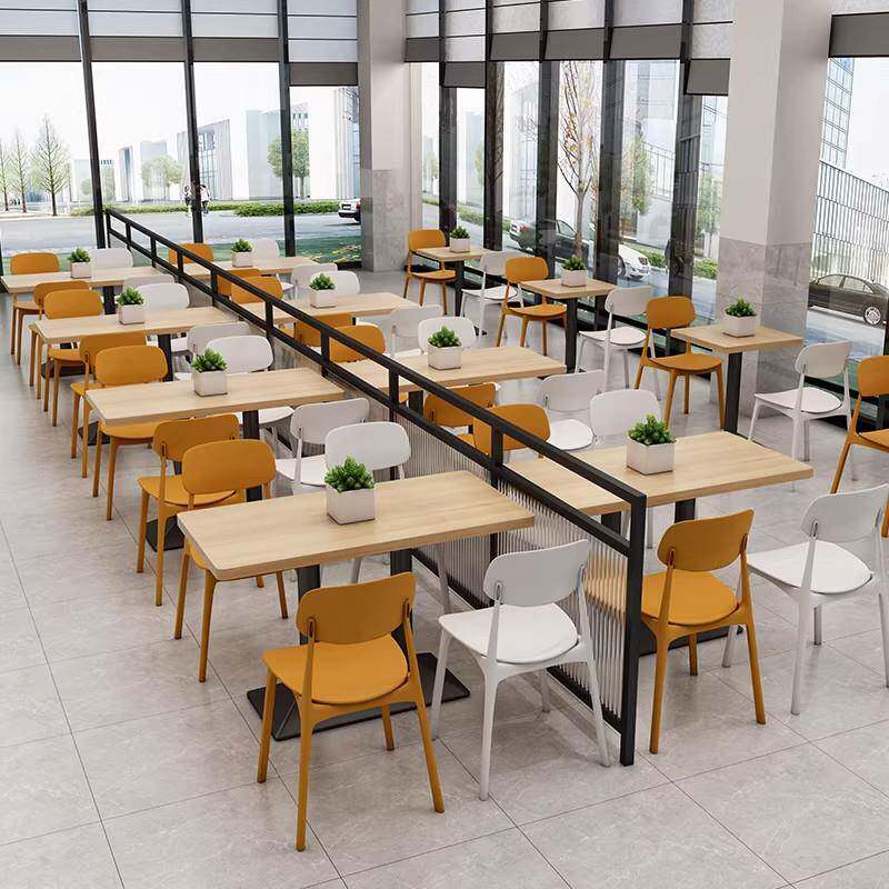 职工学校食堂餐饮桌椅商用组合岩板小吃快餐店奶茶店公司员工桌椅