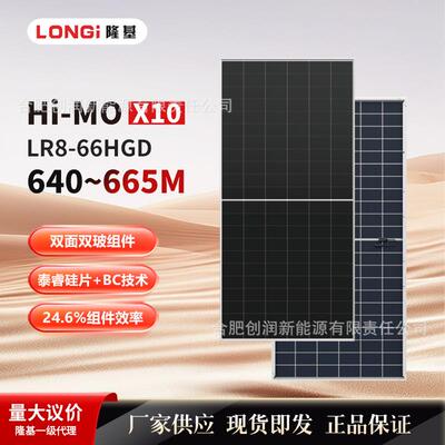 LONGi隆基太阳能板光伏组件 Hi-MO X10 LR8-66HVD 640-665M 双玻