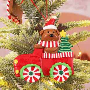 Christmas tree decoration car polymer clay pendant圣诞树挂饰