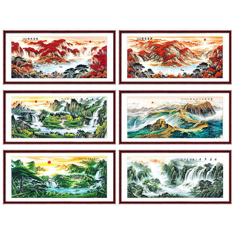 新中式国画客厅沙发背景墙办公室山水名画靠山图招财装饰挂画