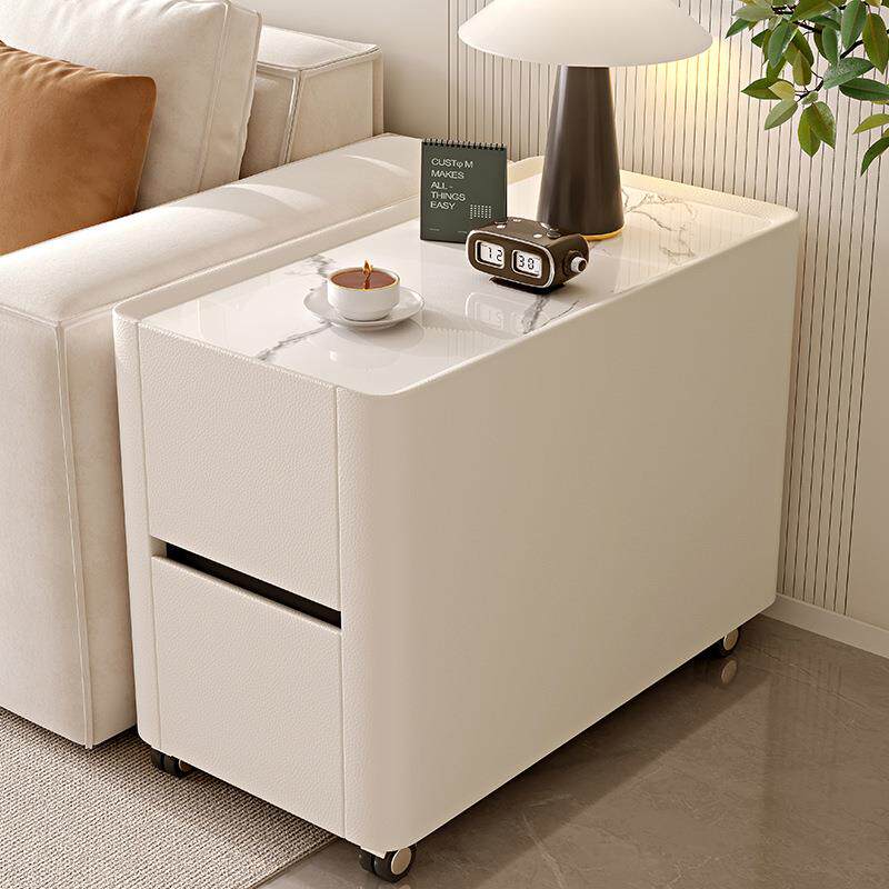 移动沙发拉旁边的几边意式轻YVB奢感客厅带轮子可推茶几实木边柜