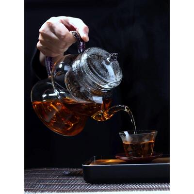 天久璃匠玻璃高档煮茶器蒸茶壶亮黄金晶手把电陶炉养生壶单壶宫灯
