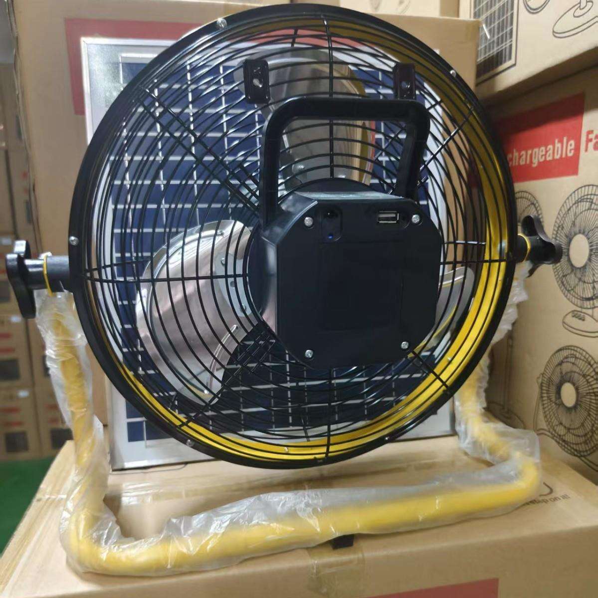 太阳能风扇12V12寸14寸家用户外摆摊便携充电趴地扇户外露营