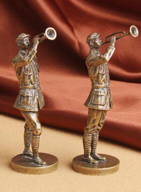 2026黄铜长征红军战士雕像摆件爱国题材八路军号手抗战纪念品铜像