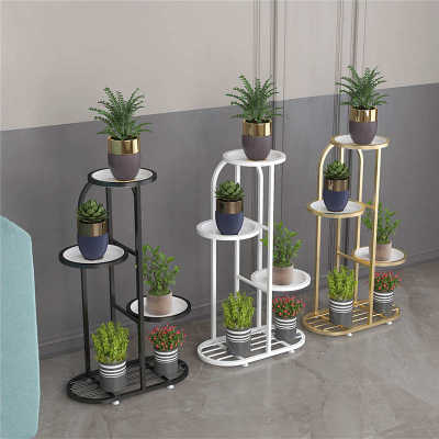 大理石北欧轻奢多层花架置物架阳台室内客厅铁艺落地式绿萝花盆架