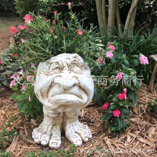 Muggly's The Face Statue Planter滑稽麻瓜脸雕塑搞怪表情花盆