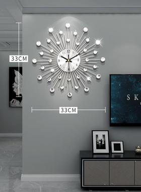 跨境亚马逊热销爆款产品挂钟小尺寸圆形时钟表镶钻铁艺wall clock