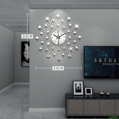 跨境亚马逊热销爆款产品挂钟小尺寸圆形时钟表镶钻铁艺wall clock