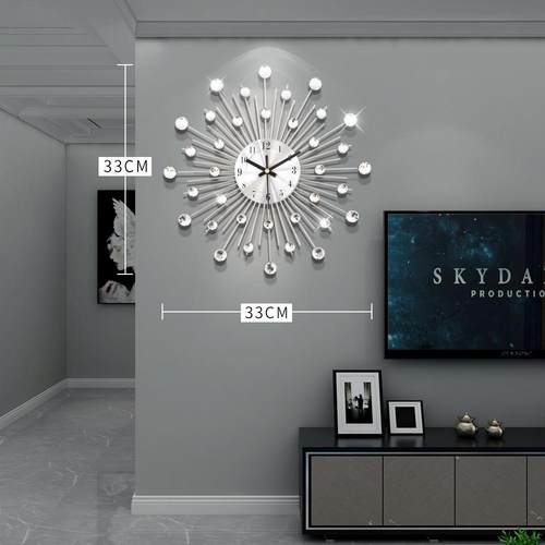 跨境亚马逊热销爆款产品挂钟小尺寸圆形时钟表镶钻铁艺wall clock