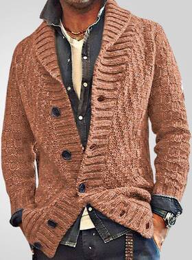 Y 66719 Men's Knit Collar Cardigan 翻领毛衣外套