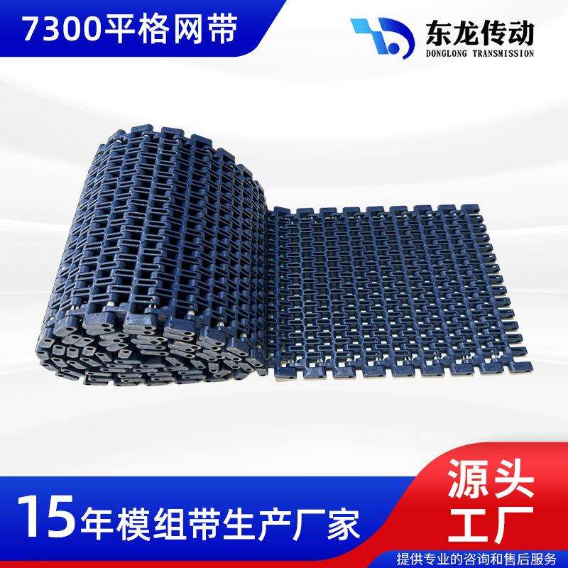 跨境出口7300塑料平格网带网链 25.4节距食品级PP/POM 链板输送带