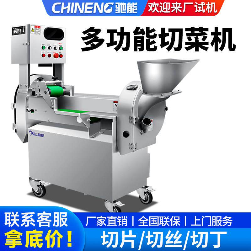 驰能全电自动多功能切菜机商用食堂大型单双头切片丝丁一体切菜机