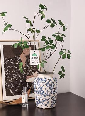 贝汉美SNT复古中式冰摆裂纹瓶青瓷花瓷陶花瓶高级感家居装饰水培