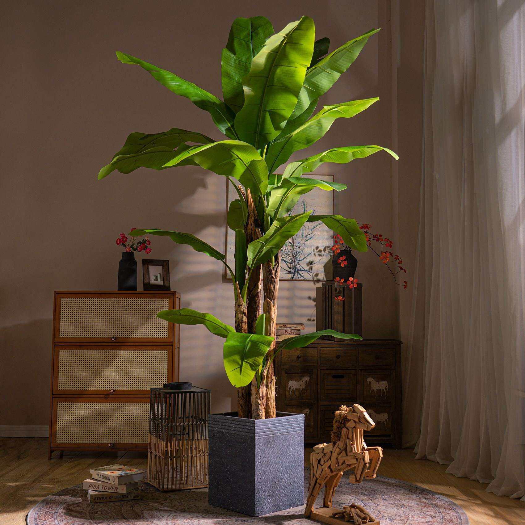 高档超大型仿真绿植阔叶芭蕉树室内仿生热带植物造景假树装饰摆件