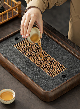 高档仿乌金石茶盘家用茶台沥水盘茶托盘茶具2026新款茶海套装