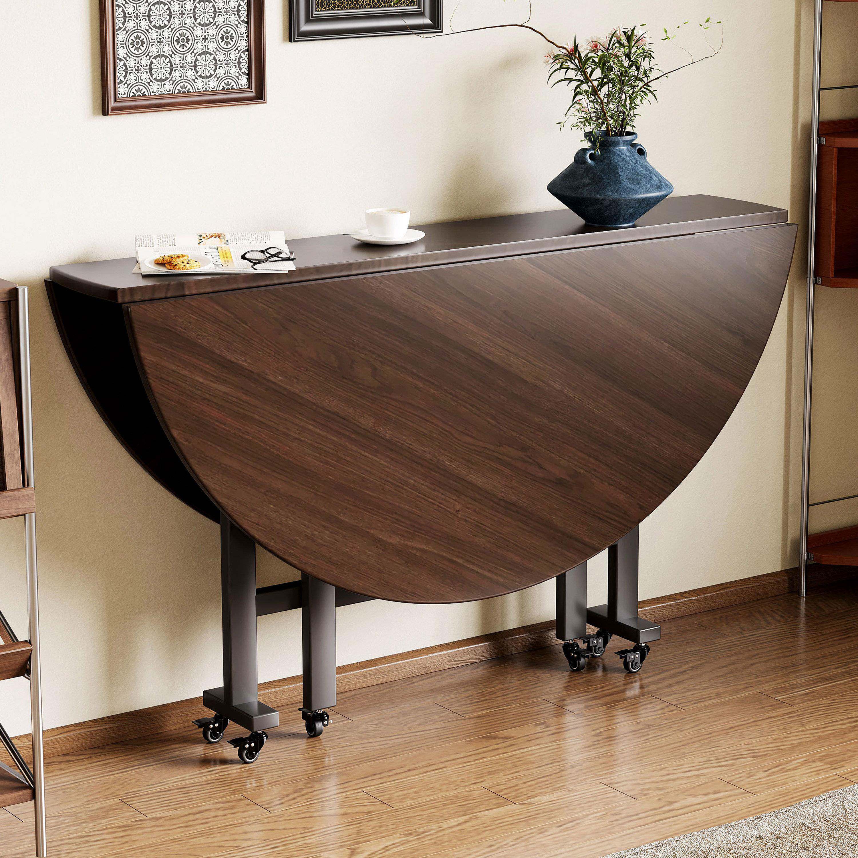 折叠圆桌家用租房小户型10人吃饭桌子可移动折叠餐桌大圆桌带转盘