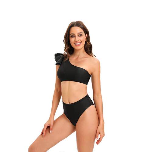 Women's swimsuit split swimsuit shoulder lotus leaf edge