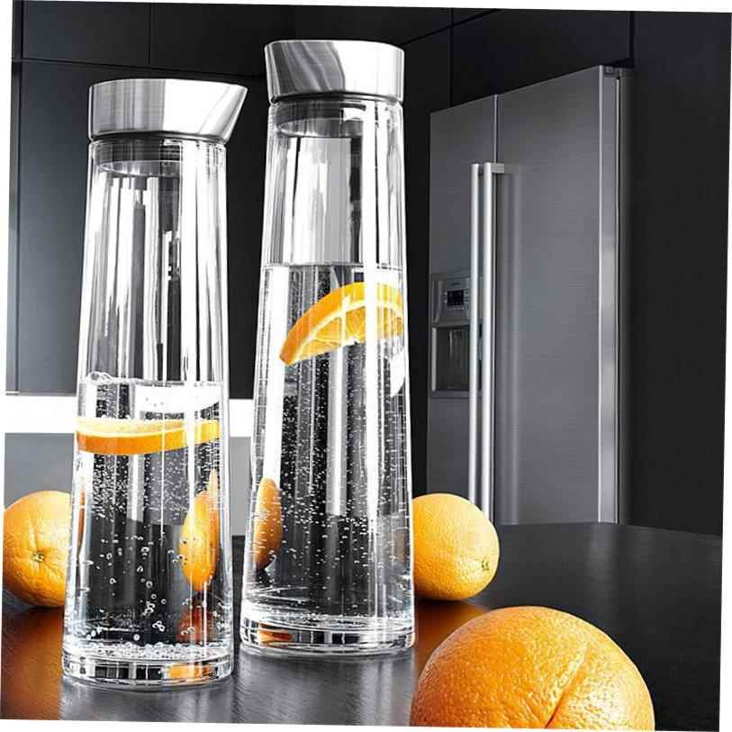 1L/1.5L Thickened Glass Water Bottle With Stainless Steel Li