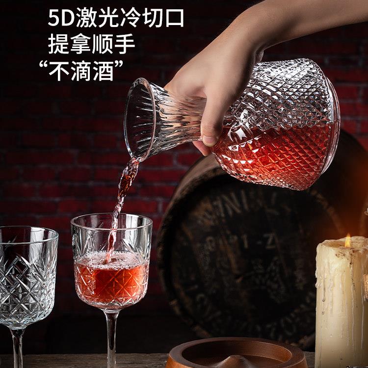 旋转醒晶刻花旋转酒器红酒家用套酒高端快速分酒冷水壶高级感摇装