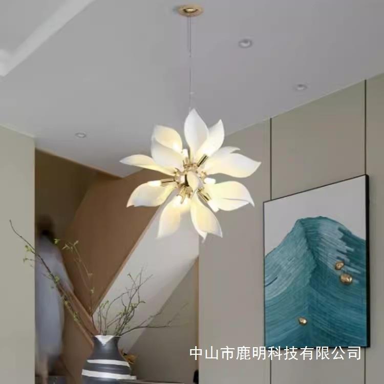 意大利设计师陶瓷花瓣吊灯客厅卧室灯北欧酒店样板房简约餐厅艺术