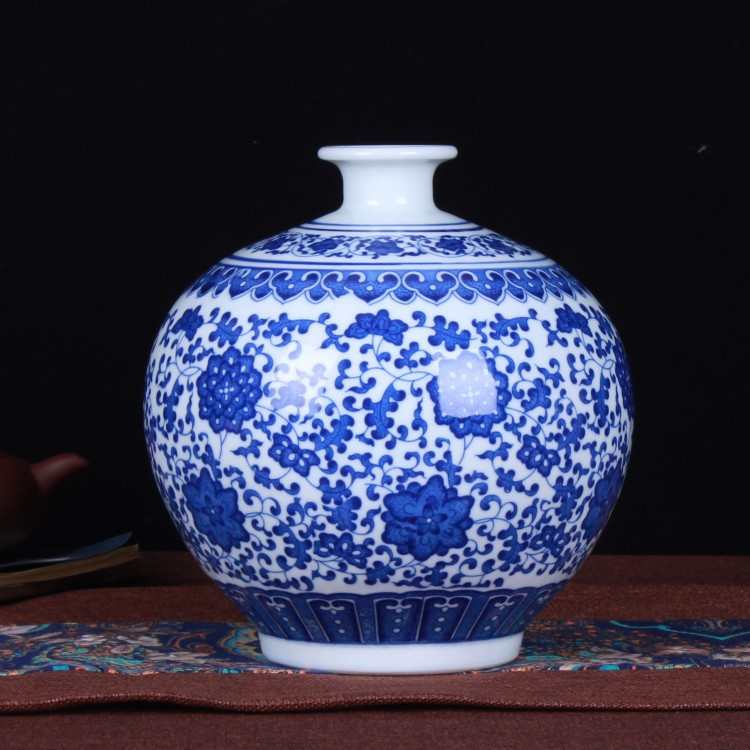 石榴工艺品青花花瓶古典枝摆家居莲陶瓷 缠 陶瓷批发瓶人物景德镇