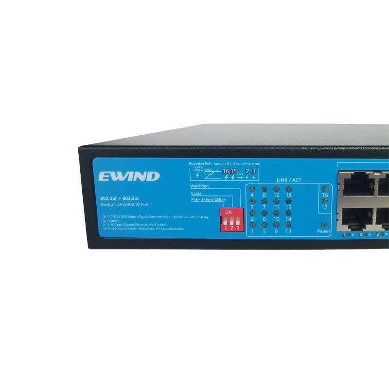 400w智能AI看门狗16+2千兆poe交换机监控路由器楼宇对讲用