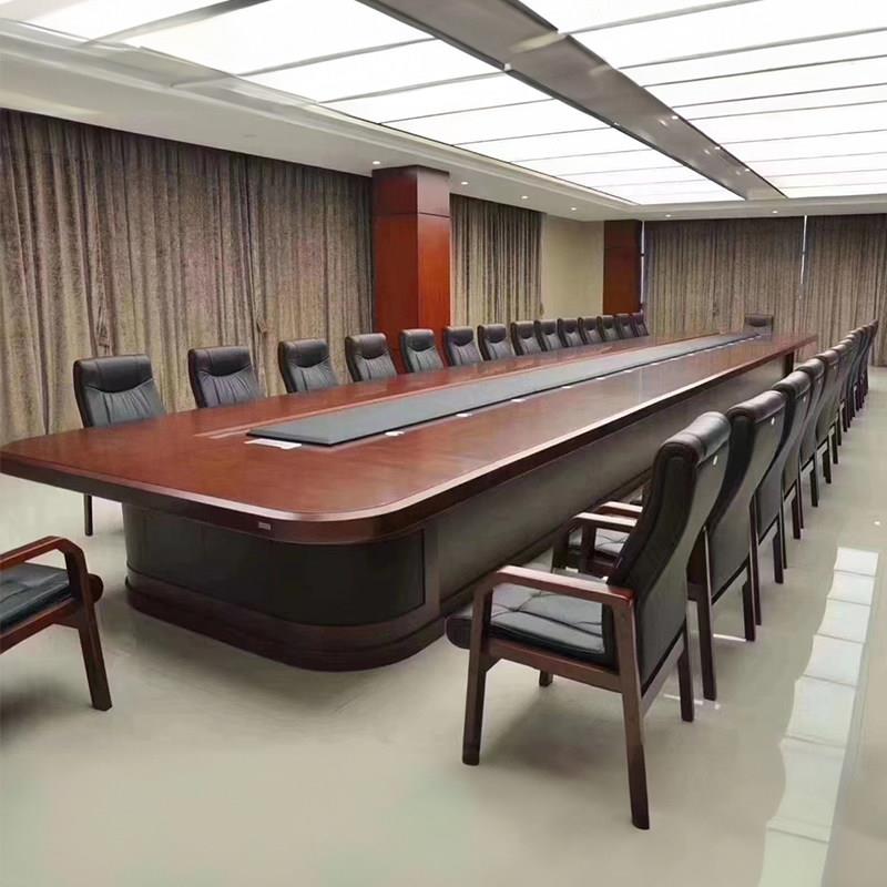 长桌会议桌办公室椭圆形单板大型会议简约现代接待桌洽谈桌椅组合