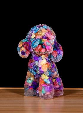 正品天然黑曜石泰迪狗防小人办室公位绪稳定神工器招财情摆件家用