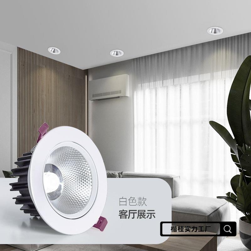 纯白射灯嵌入式天花灯家用客厅可调角度店铺商用牛眼筒灯