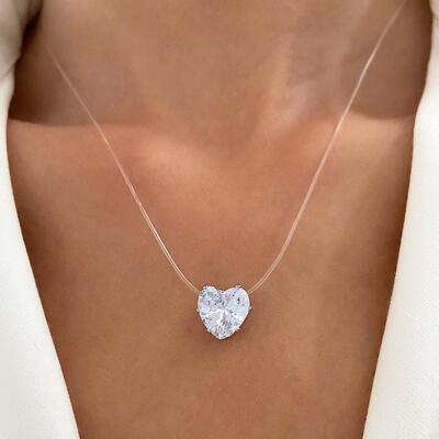 Transparent fishline necklace love collarbone chain